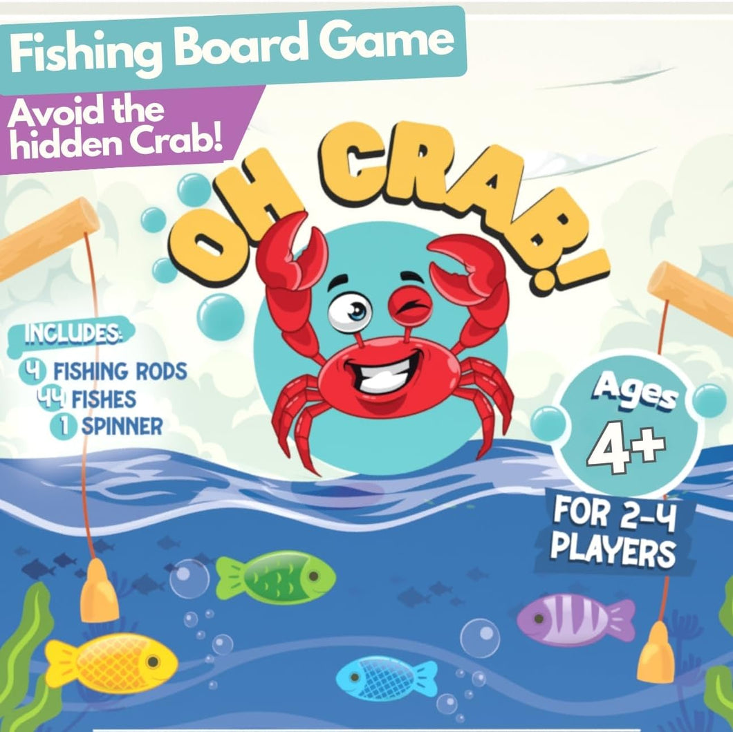 Oh Crab Board Games for Kids Ages 4, 5, 6, 7, 8 - Fun 2-4 Players Fishing Game - Strategy & Fine Motor Skills - Family Games by Pidoko Kids