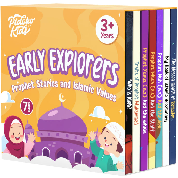 Pidoko Kids Islamic Books for Children - 7 Books Bundle - Prophet Stories, Ramadan, Islamic Vocabulary and more - For 3+ Year Old
