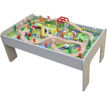 Train Table, Grey with 90 Pcs Train Set and Accessories