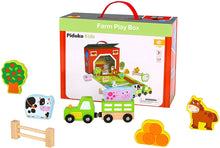 Pidoko Kids Foldable Farm Play Set - Barn Includes 17 Pcs Accessories - Wooden Toys for 3 Year Old and Up Gifts