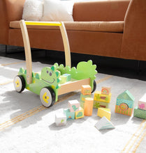 Pidoko Kids 1 Year Old Boy Girl Gifts - Wooden Baby Walker - Includes Stacking Cups, Dinosaur Themed Blocks and a Book