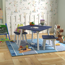 Pidoko Kids Table and Chairs Set with Storage - Blue/White