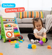 Pidoko Kids Baby Walker - Wooden Push and Pull Learning Toys for Boys and Girls - All in 1 Multiple Activity Center for Toddlers 