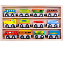 Wooden Train Set - 12 Pcs Engines Cars - Compatible with Thomas Train Set Tracks and Major Brands
