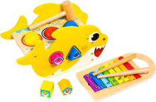 Baby Shark Montessori Hammering & Pounding Toys for Toddlers -Xylophone & Shape Sorter Blocks - Learning Wooden Toys for 1 Year Old Gifts, by Pidoko Kids