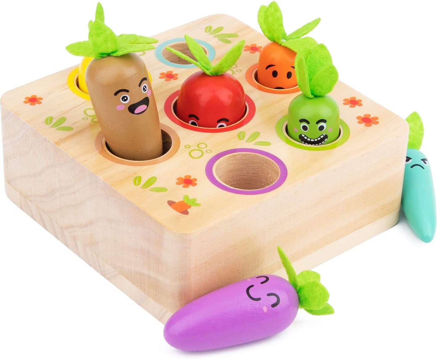 Color and Shapes Sorting Montessori Toys -Wooden Vegetables Carrot