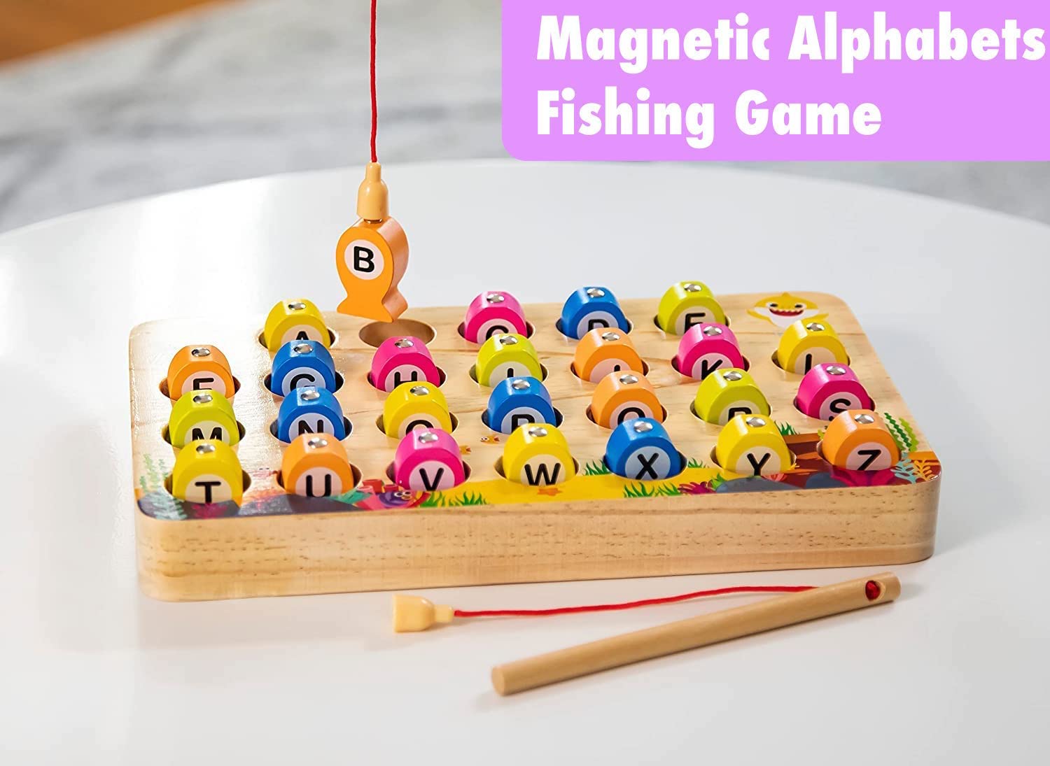 Baby Shark Wooden Magnetic Fishing Game - Fine Motor Skills Toy, Monte –  Pidoko Kids