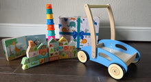 Pidoko Kids 1 Year Old Boy Girl Gifts - Wooden Baby Walker - Includes Stacking Cups, Zoo Themed Blocks and a Book