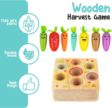 Color and Shapes Sorting Montessori Toys -Wooden  Vegetables Carrot Harvest Game with Facial Expressions Moods