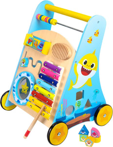 Baby Shark Toys Wooden Baby Walker - Toddlers Learning to Walk Activity Center, by Pidoko Kids