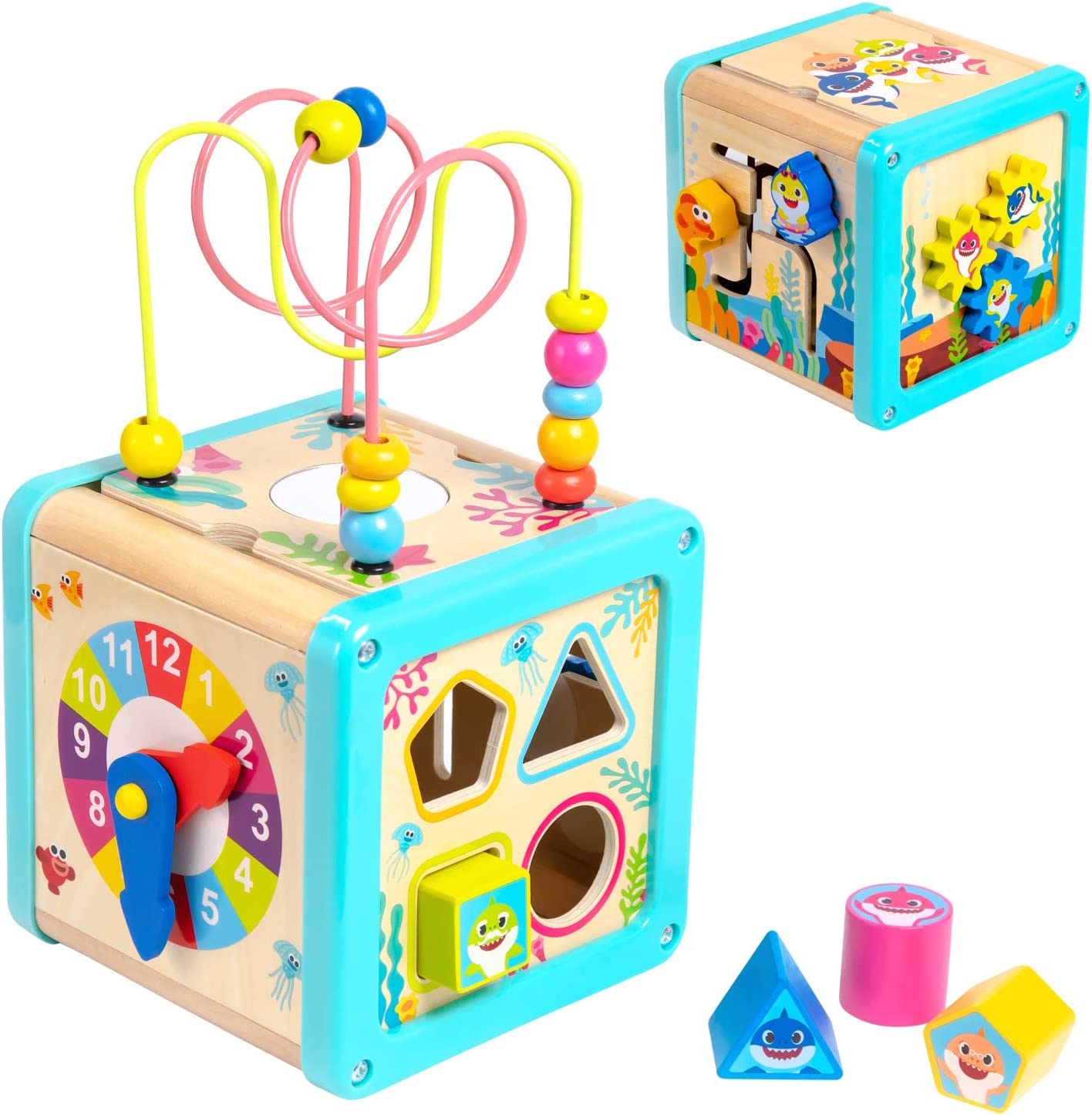 Baby Shark Wooden Activity Cube for Toddlers 1-3