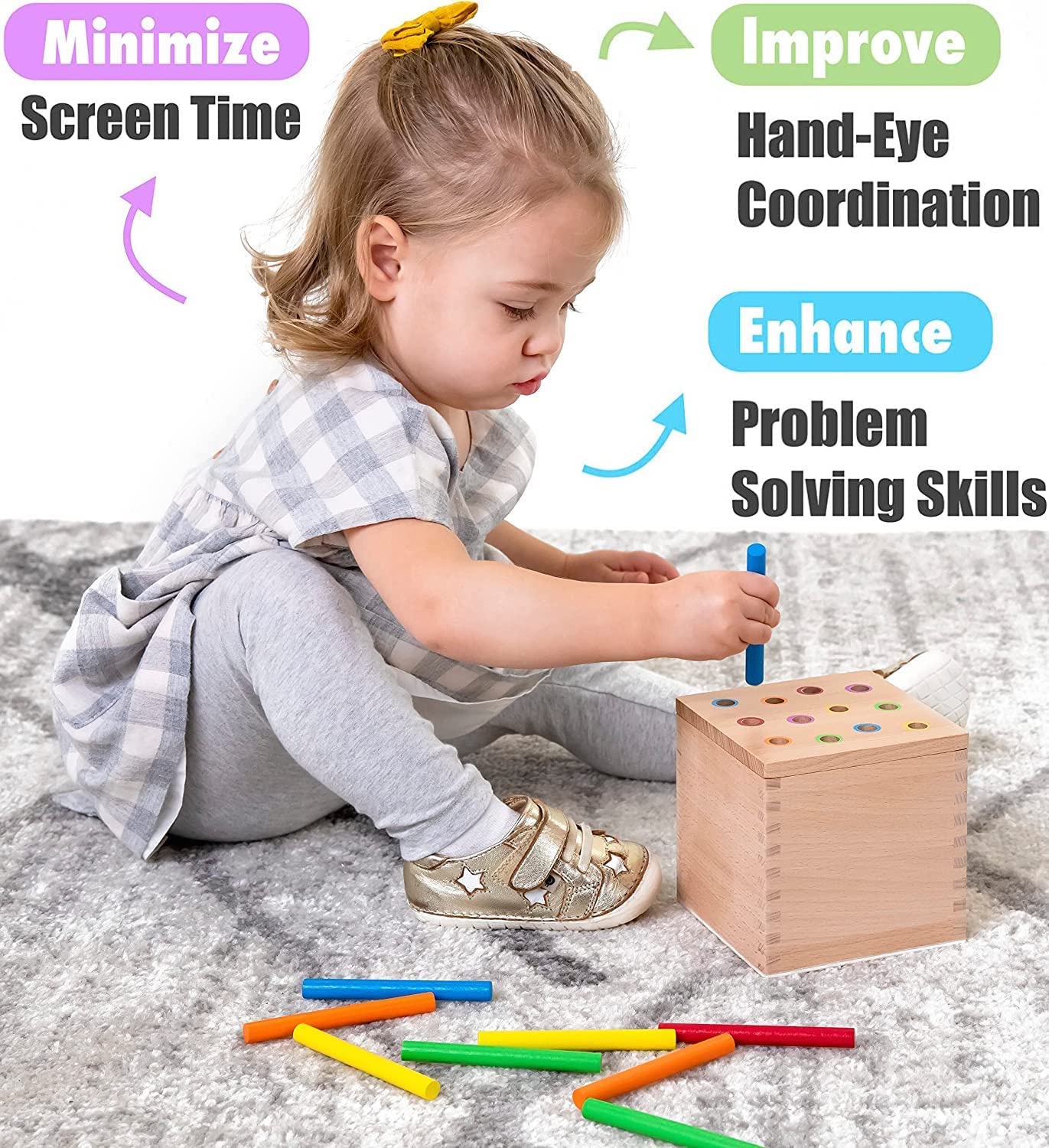 BESTAMTOY Wooden Montessori Toy for 1+ Year Old, Shape Sorter,Object  Permanence Box, Coin Box