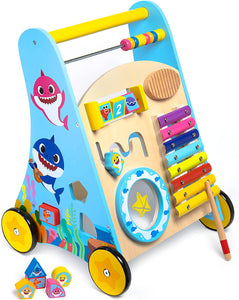 Baby Shark Toys Wooden Baby Walker - Toddlers Learning to Walk Activity Center, by Pidoko Kids