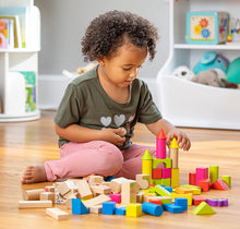 Pidoko Kids Baby Shark Toys - Wooden Blocks 100 Pcs - Includes Storage Container - Building Blocks Set for Toddlers