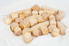 Jumbo 30 Pcs Wooden Stacking Balance Stone Blocks - Natural Pine Wood Stacking Rocks - with Storage Container